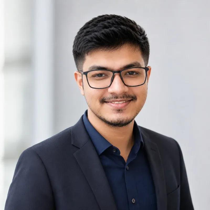 Himansh Negi, smiling, in a dark blazer.